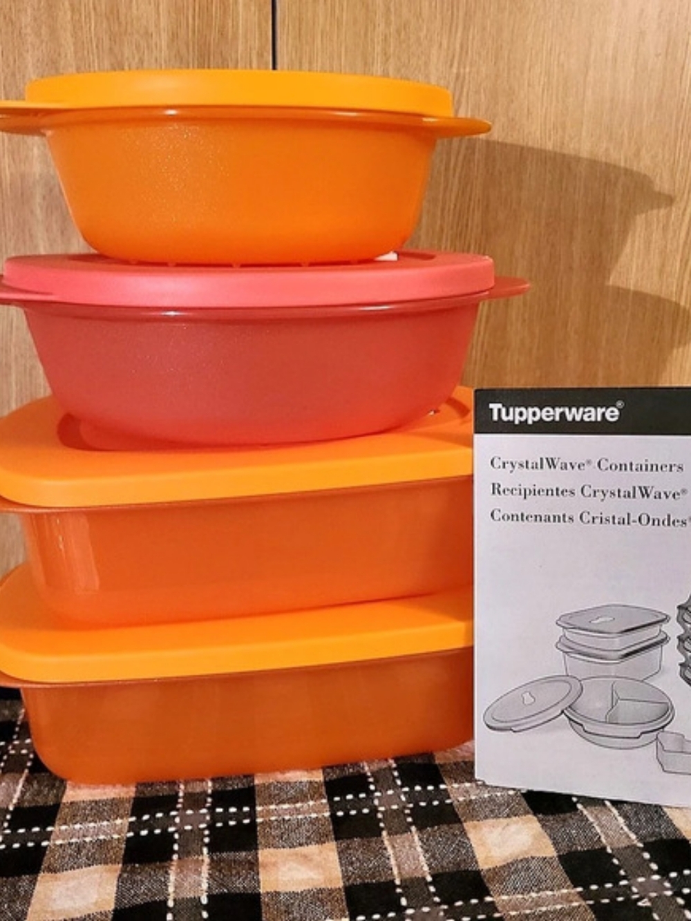 Tupperware CrystalWave Containers Set Orange & Pink